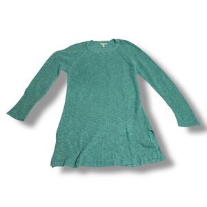 Eileen Fisher Seafoam Open Knit Sweater L Coastal Minimal Linen Layering